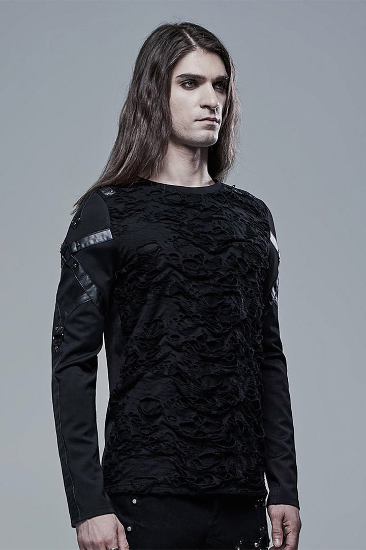 Incinerate Shredded Long Sleeve Tee - mens tops - VampireFreaks - Punk Rave