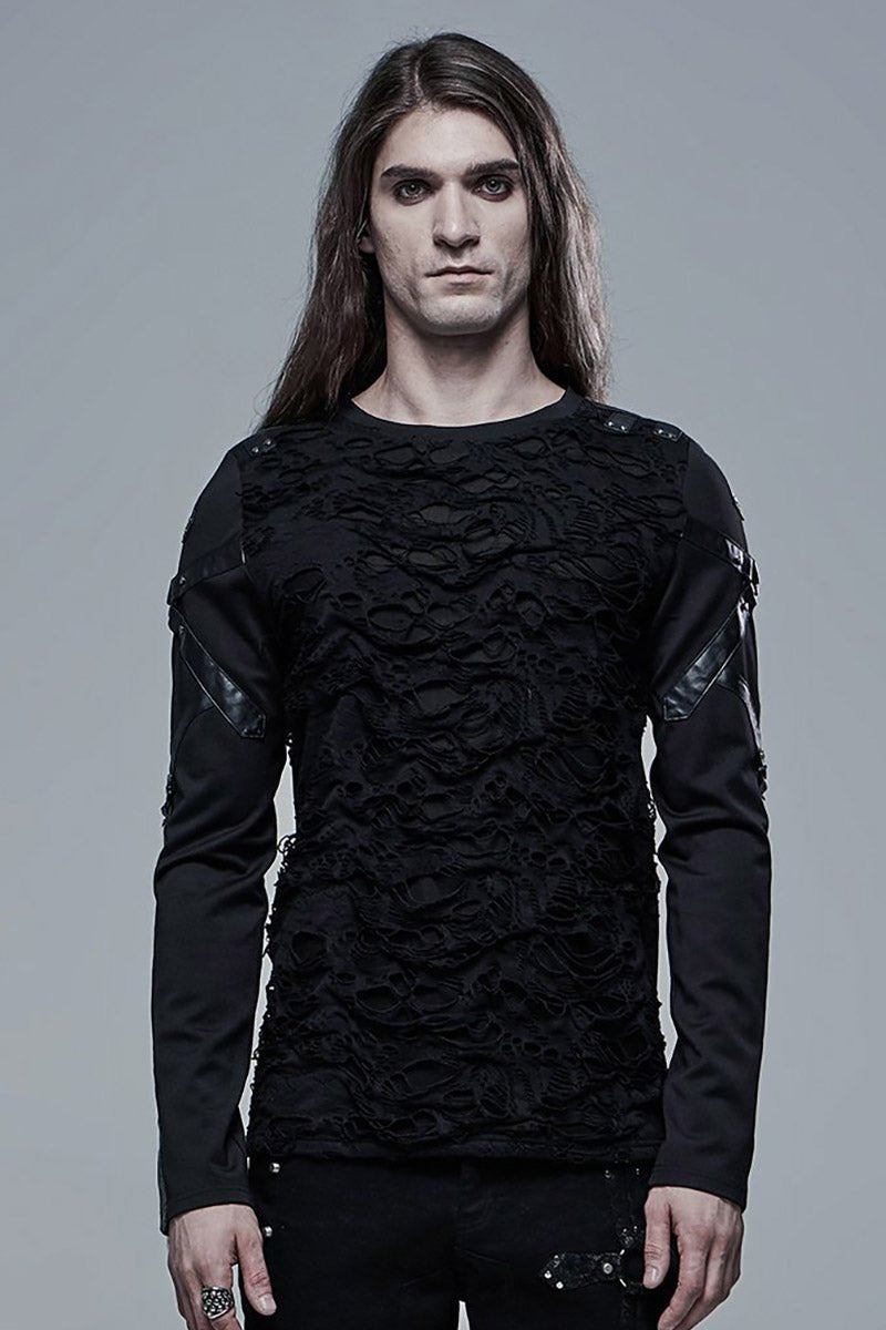 Incinerate Shredded Long Sleeve Tee - mens tops - VampireFreaks - Punk Rave