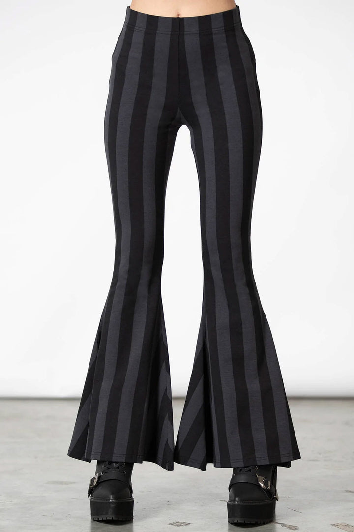 Inferno Room Flares [GREY STRIPE] - womens bottoms - VampireFreaks - Killstar