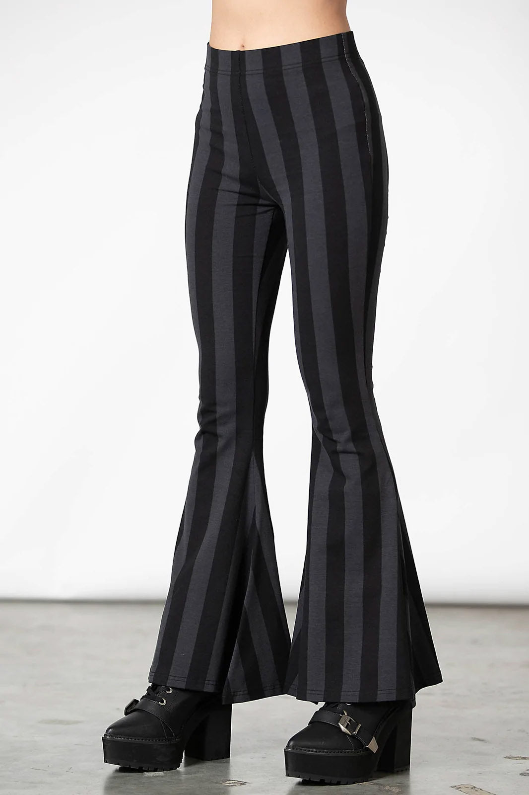 Inferno Room Flares [GREY STRIPE] - womens bottoms - VampireFreaks - Killstar