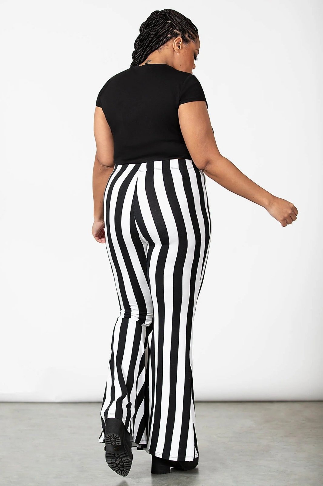 Inferno Room Flares [WHITE STRIPE] - womens bottoms - VampireFreaks - Killstar