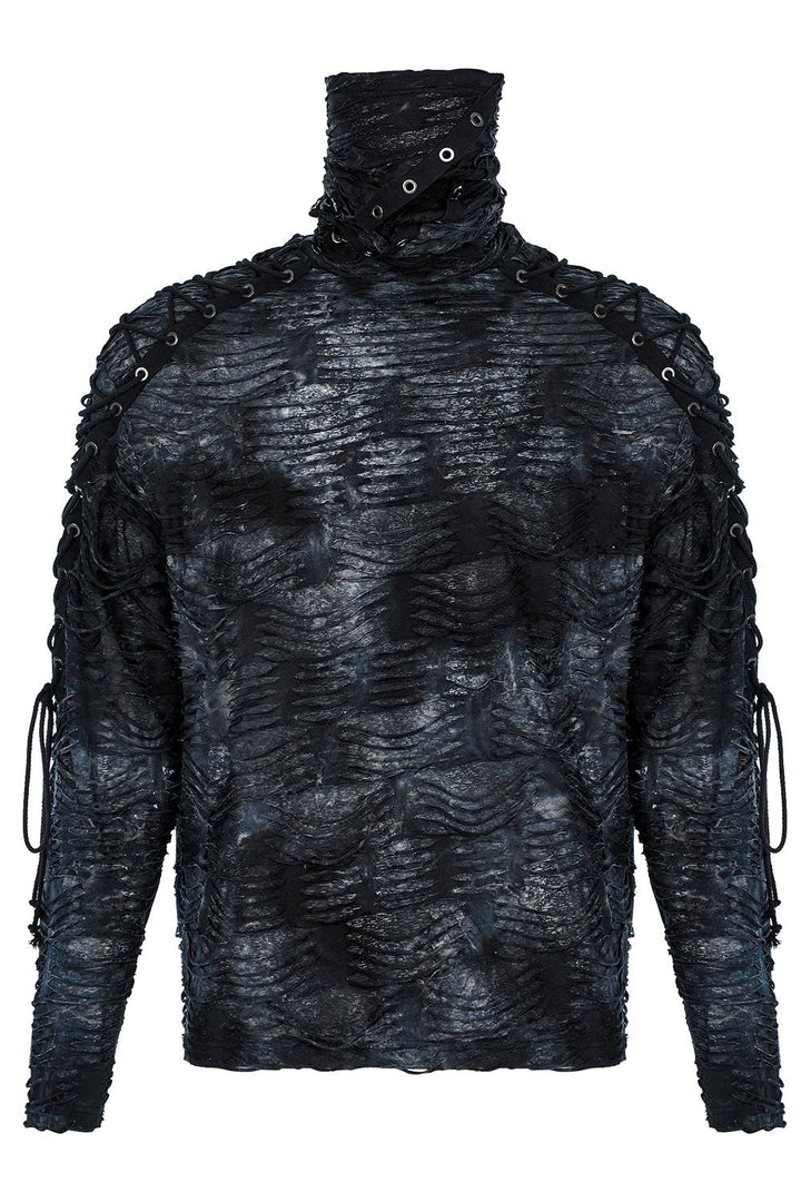 Inmate 999 Distressed Top [BLUE/BLACK] - mens tops - VampireFreaks - Punk Rave