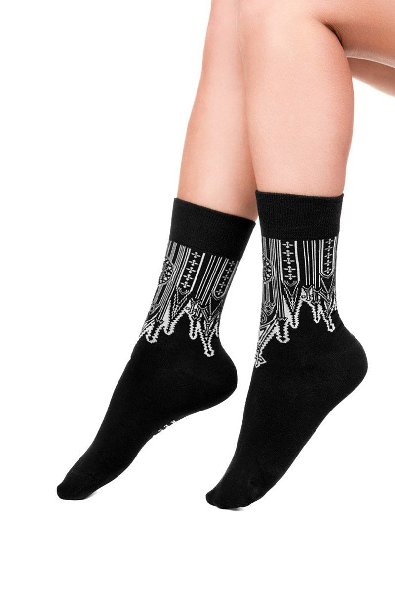 Inverted Cathedral Jacquard Socks - socks & stockings - VampireFreaks - Restyle