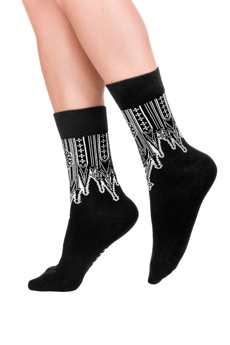 Inverted Cathedral Jacquard Socks - socks & stockings - VampireFreaks - Restyle