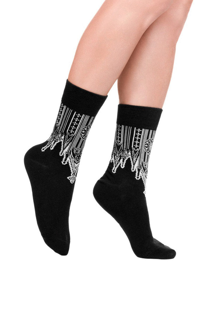 Inverted Cathedral Jacquard Socks - socks & stockings - VampireFreaks - Restyle