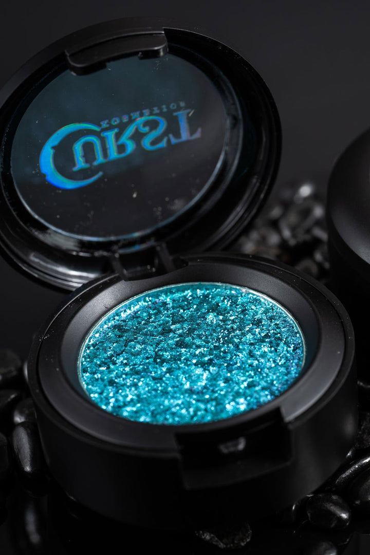 bright blue iridescent pigmented eyeshadow