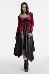 black and red velvet vampire goth top 