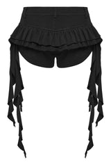 black street goth ruffled shorts