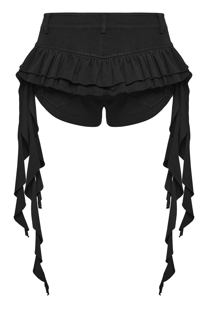 black street goth ruffled shorts