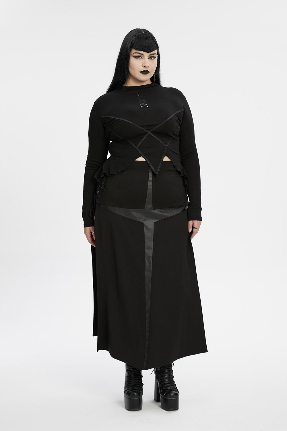 gothic black high collar top