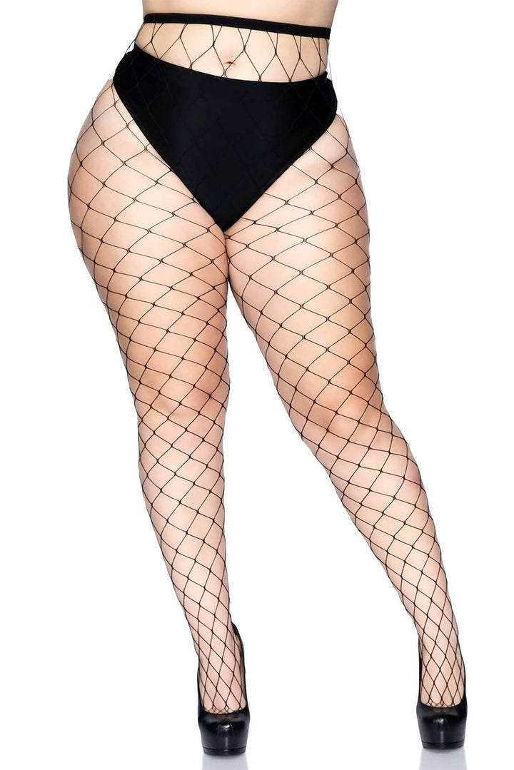 Isla Plus Fence Net Tights [PLUS SIZE] - socks & stockings - VampireFreaks - Leg Avenue