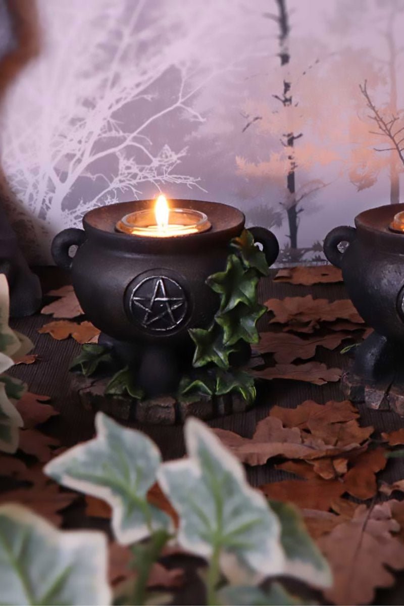 Ivy Cauldron Witches Candle Holders - housewares - VampireFreaks - Nemesis Now