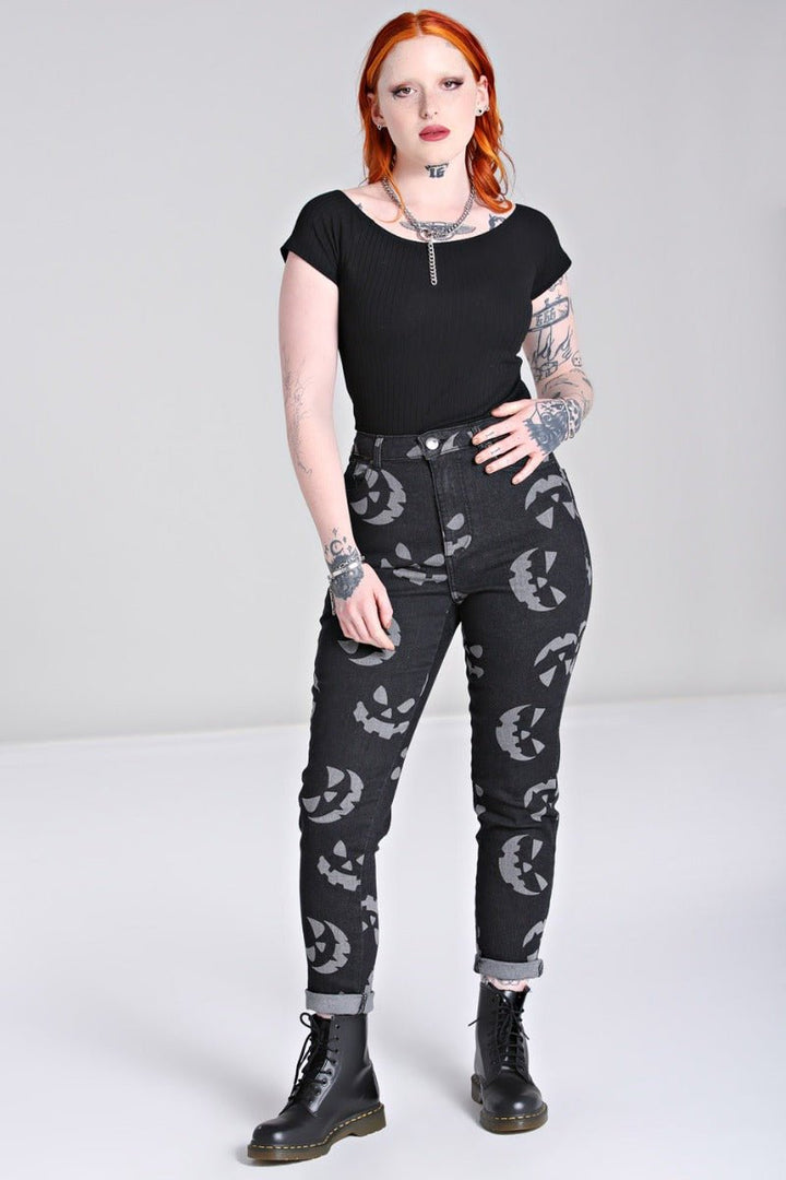 Jack - O - Lantern Jeans - womens bottoms - VampireFreaks - Hell Bunny