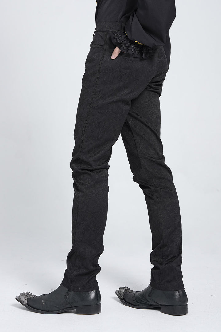 mens black brocaded trousers