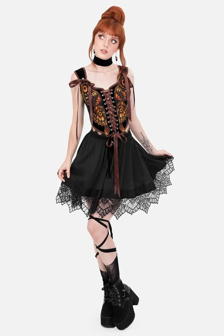 embroidered moth whimsigoth corset top by restyle
