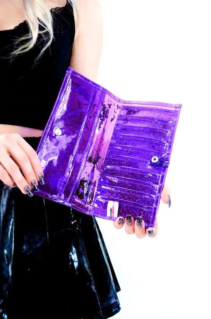 Too Cute to Spook Liquid Glitter Wallet [Purple]