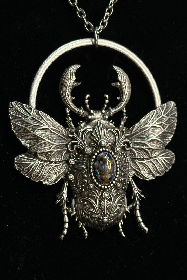 ornate scarab beetle necklace