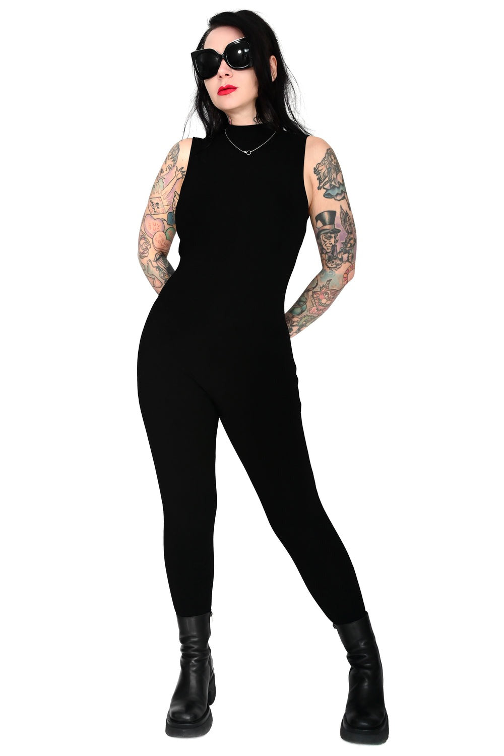 womens gothic black cotton jumpsuit 