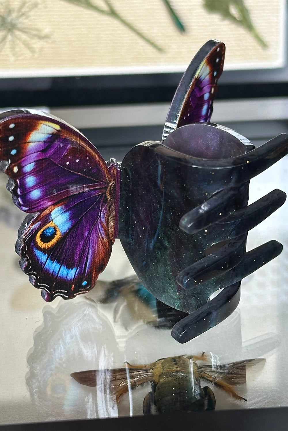 dark purple butterfly hair clips