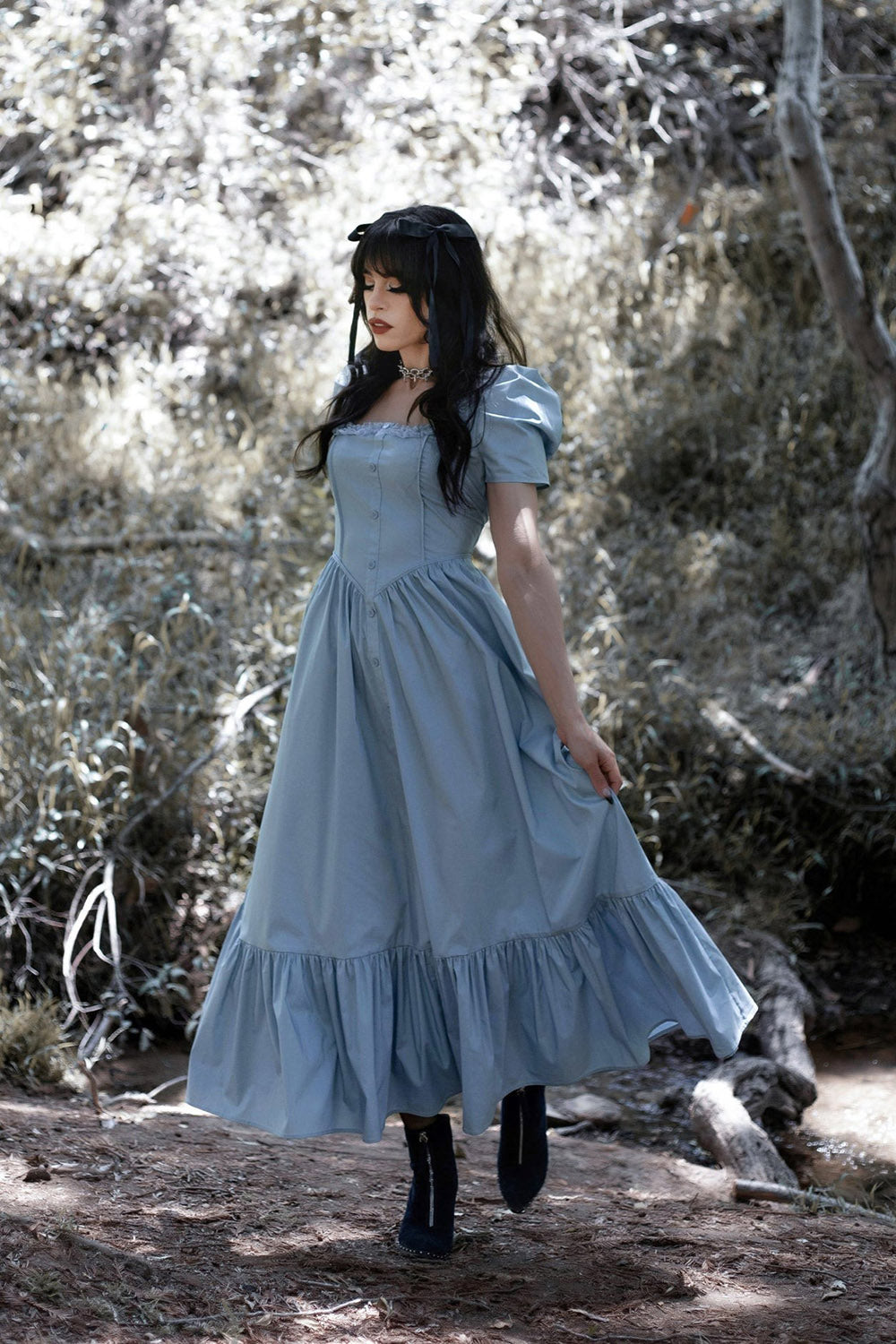 puff sleeve cottagecore cinderella dress