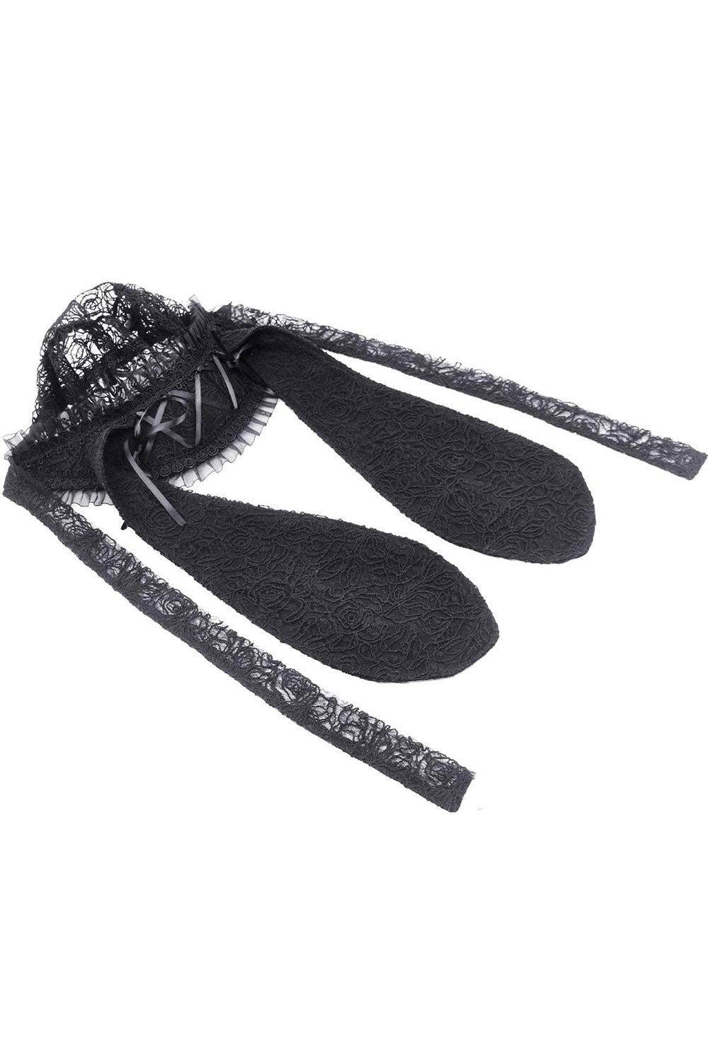 creepy cute lace long black bunny rabbit eat hat