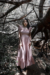 womens pale pink ling maxi full skirt dress