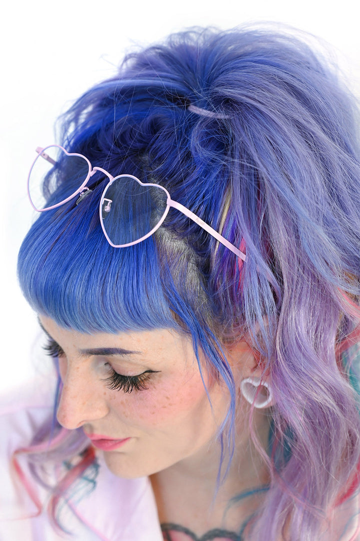 pastel pink heart blue light  glasses 