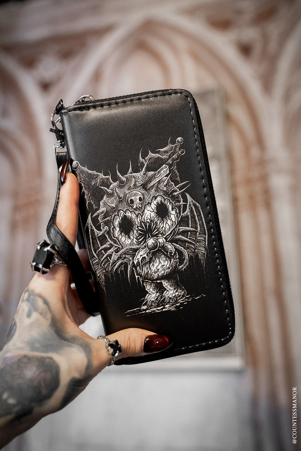 creepy cate vegan leather wallet