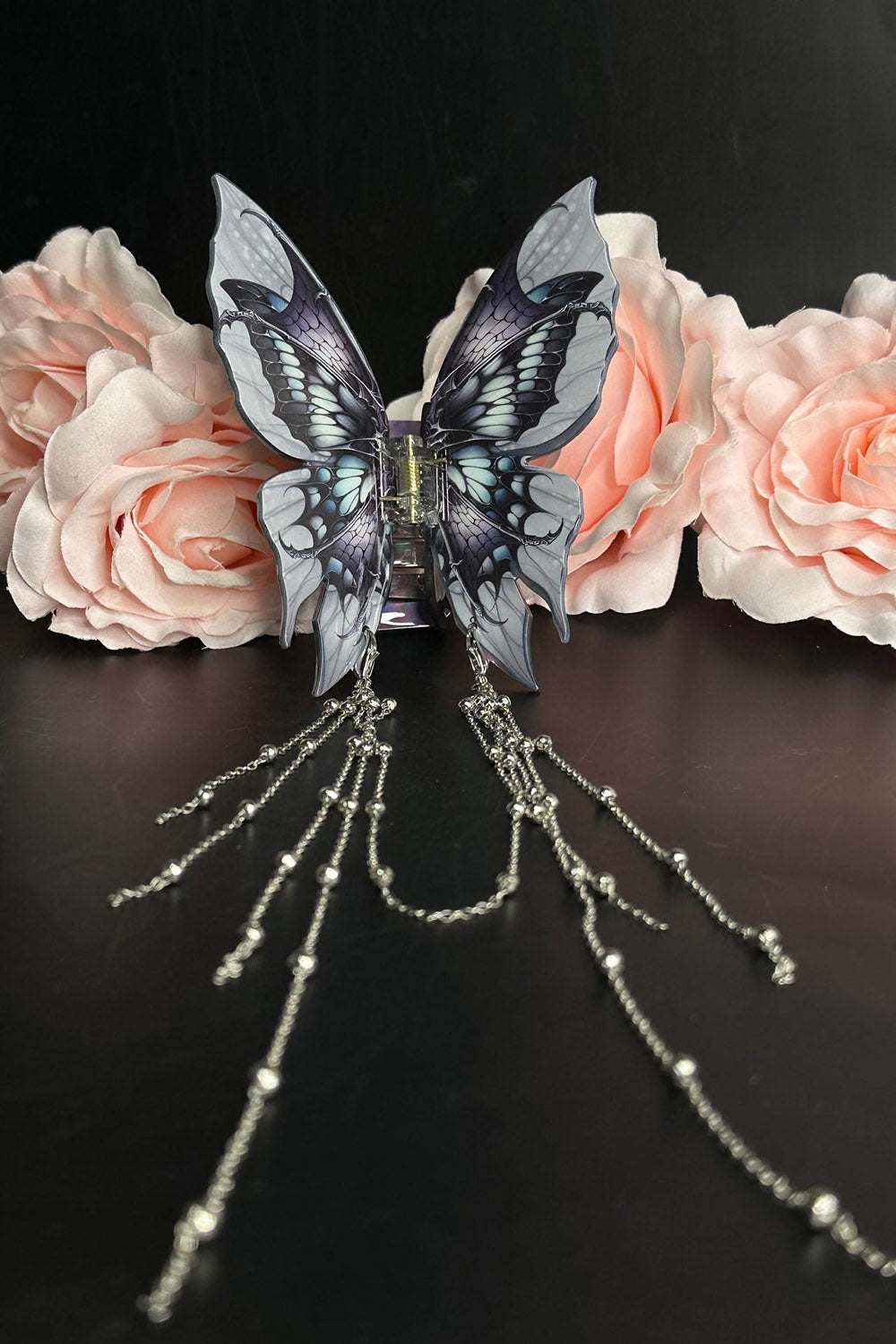 Nightshade - Butterfly Hair Clasp with Chain