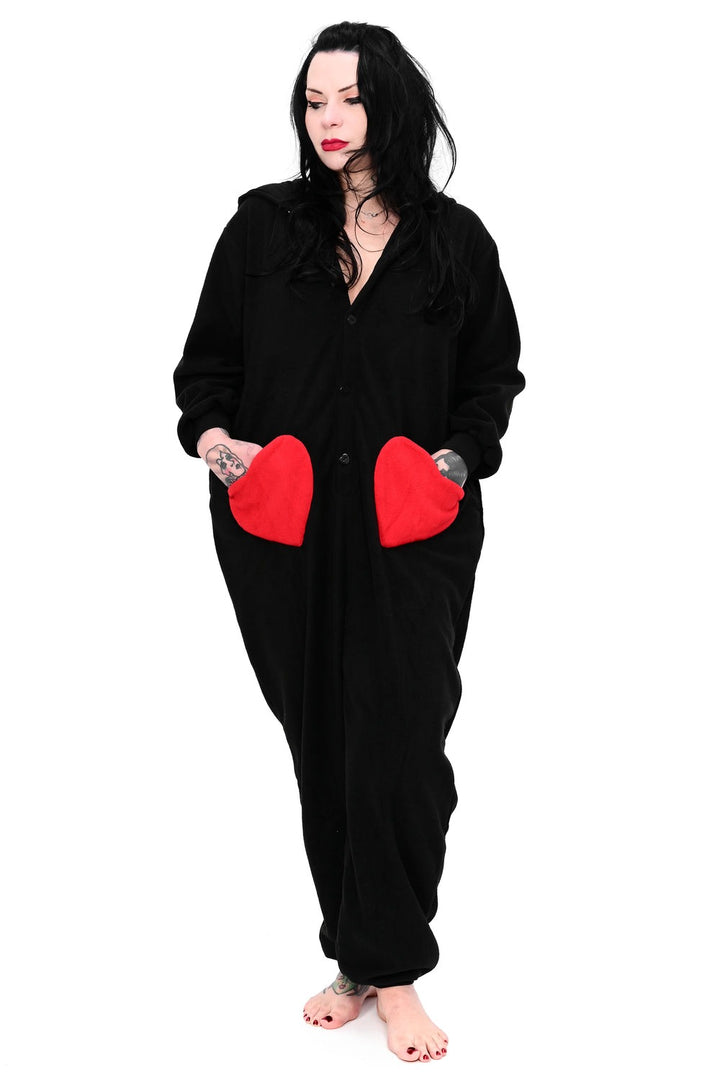 womens oversized comfy onesie with devil horns