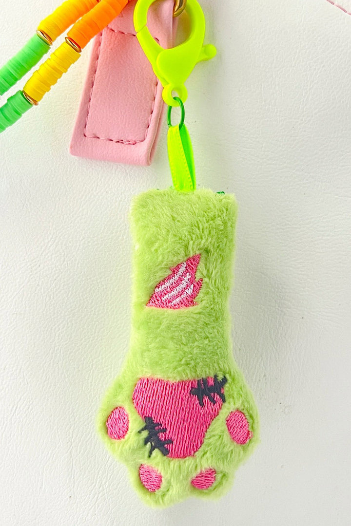 embroidered stitched emo kitty cat paw plushie keyring