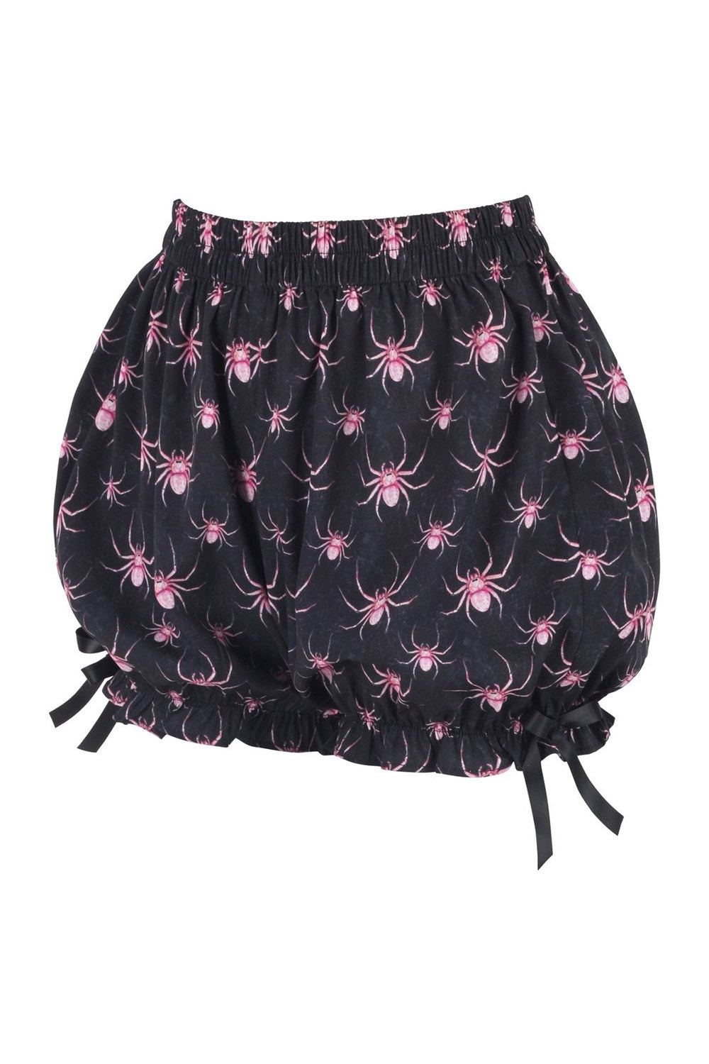 high rise pink and black pastel goth spider bloomers