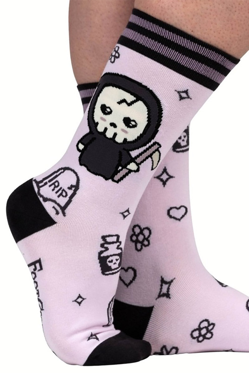 emo grim reaper baby pink socks