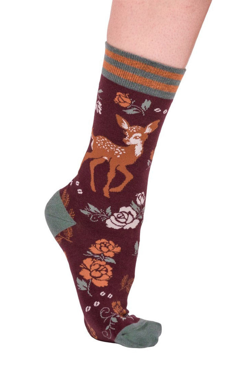 cute deer animal autumn fall time socks