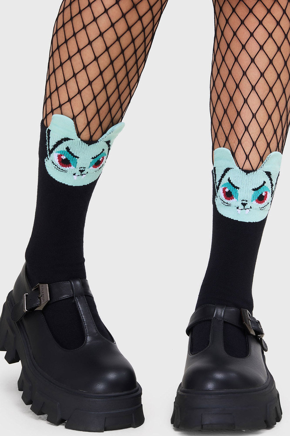 creepy cute vampire kitty cat socks 