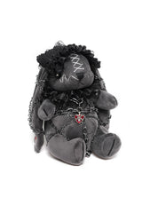 chained punk rabbit plush toy wearing a lolita ruffle headband  by devil fashion