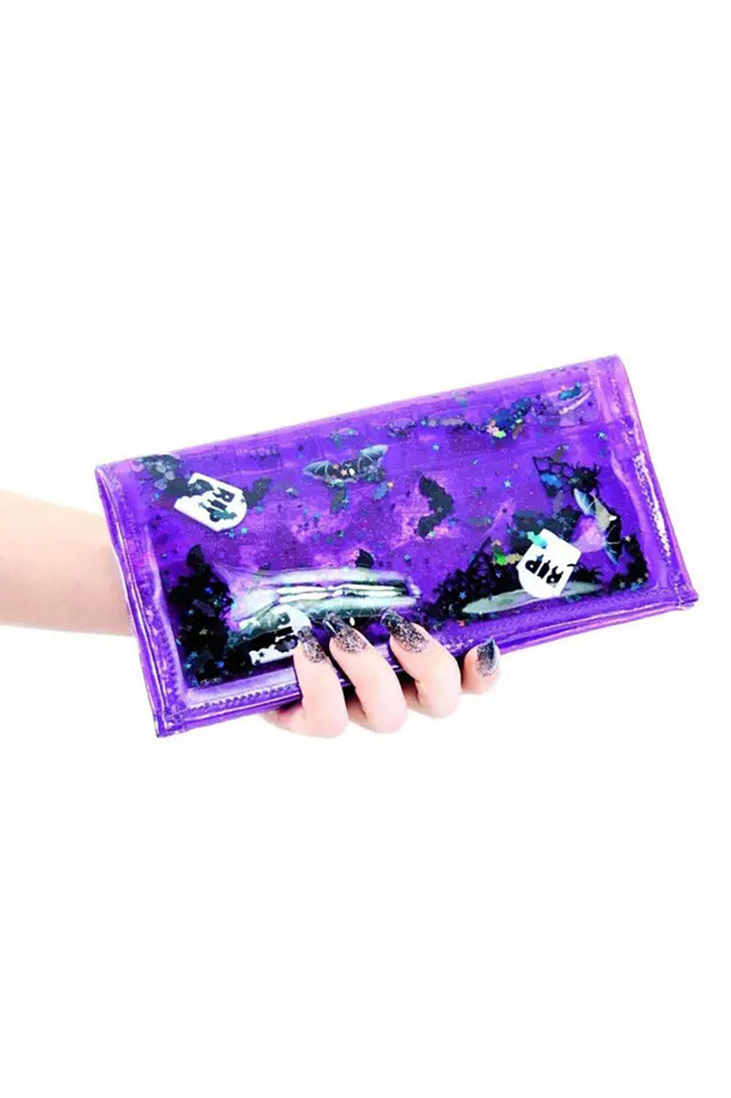 Purple Too Cute to Spook Liquid Glitter Wallet