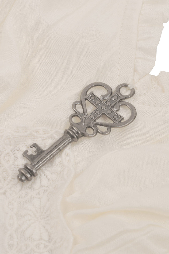 romantic goth blouse with key pendant 