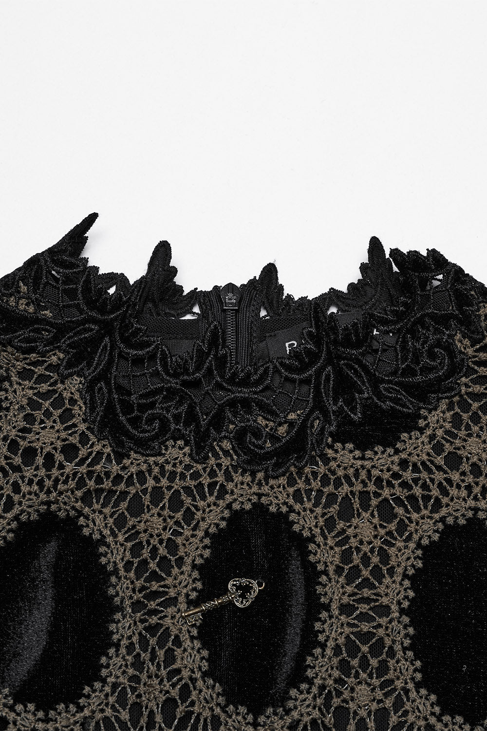 vintage high collar puff shoulder long sleeve lace top