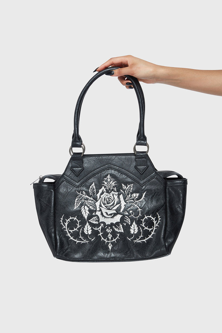 western goth dark cotatgecore embroidered rose  purse