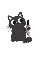 funny novelty knife and black cat sticker 