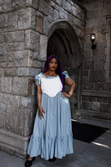 light pastel baby blue cottagecore cinderella dress