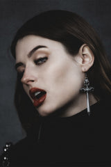 sword earrings with an antique finish 