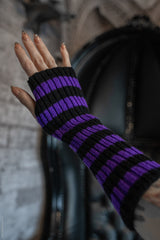 knitted emo striped gloves
