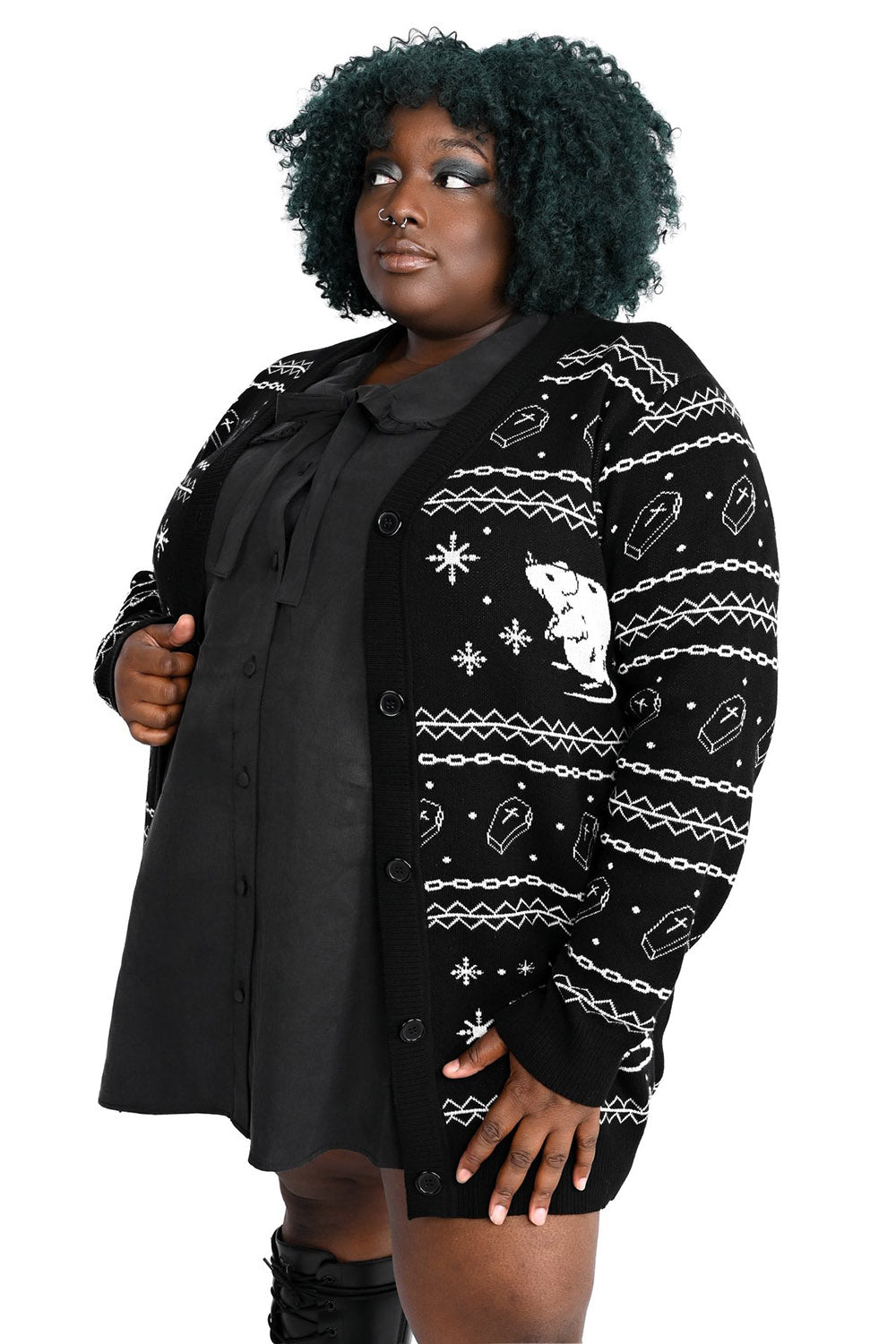 plus size knitted rat sweater cardigan