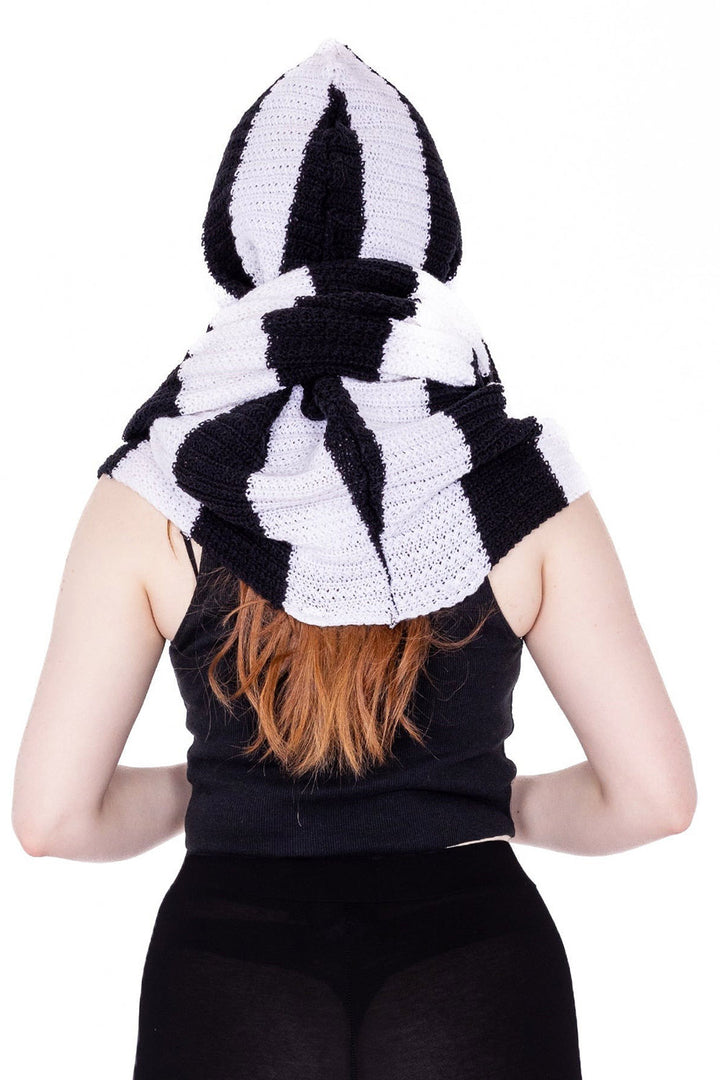 black and white striped scarf