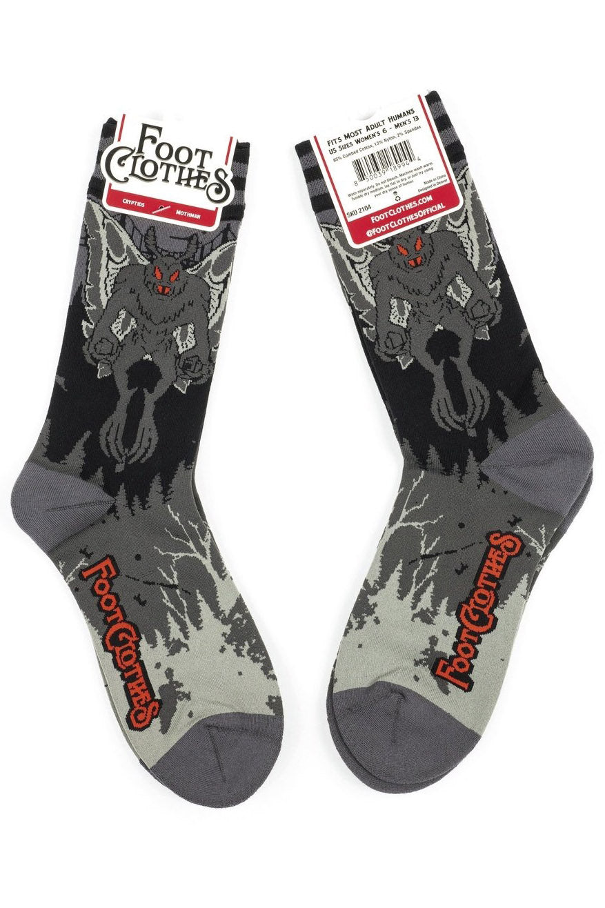 mothman horror knitted socks
