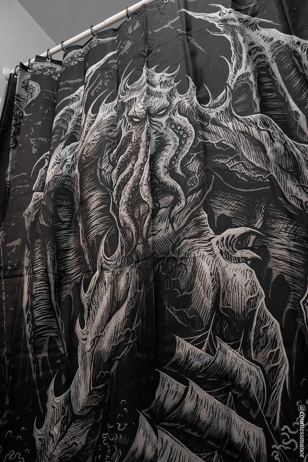 heavy metal Cthulhu shower curtain