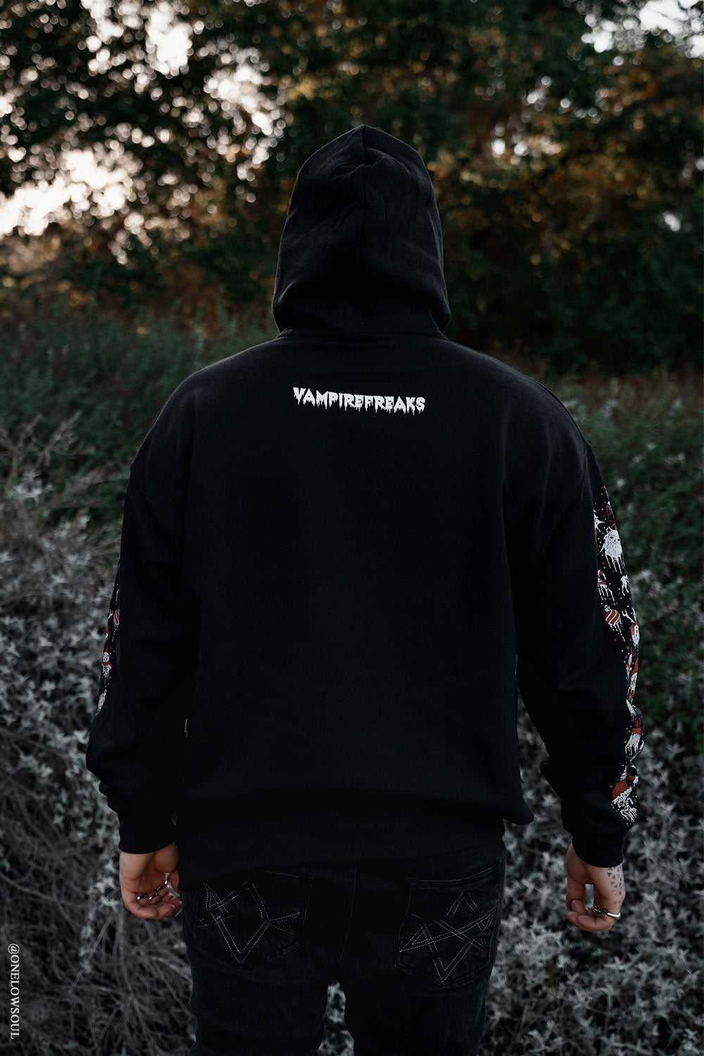 goth santa and snowman heavy metal hoodie