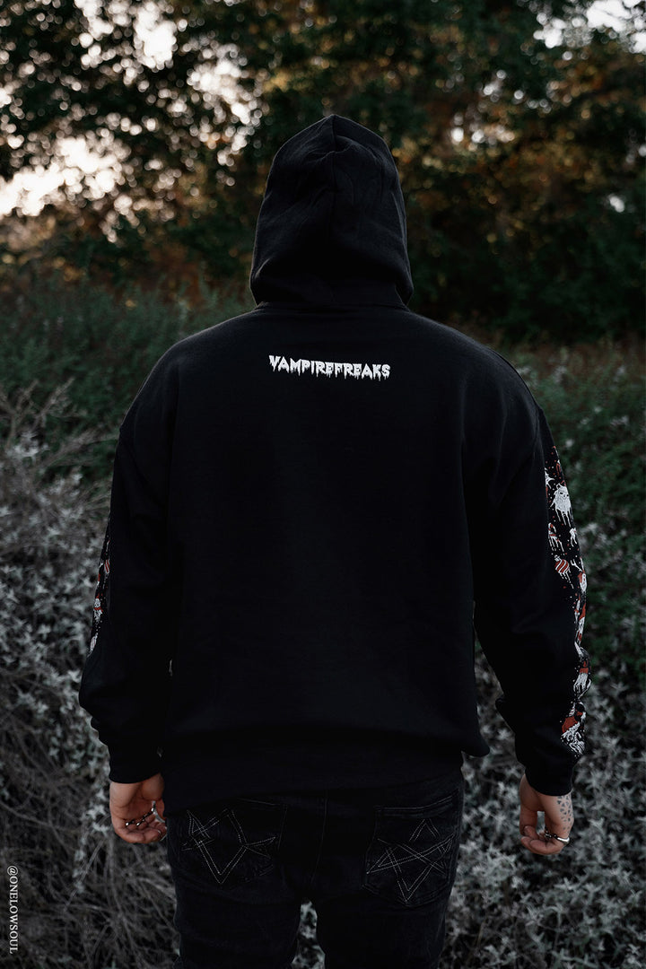 goth santa and snowman heavy metal hoodie